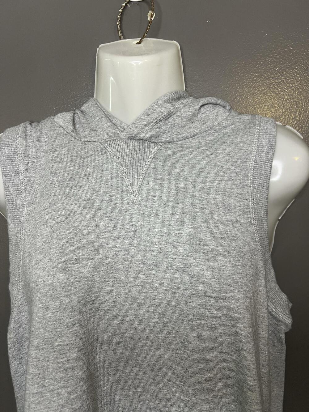 MNG Sweater Dress Womens 8 Gray Sleeveless Hooded Midi Kangaroo Pocket